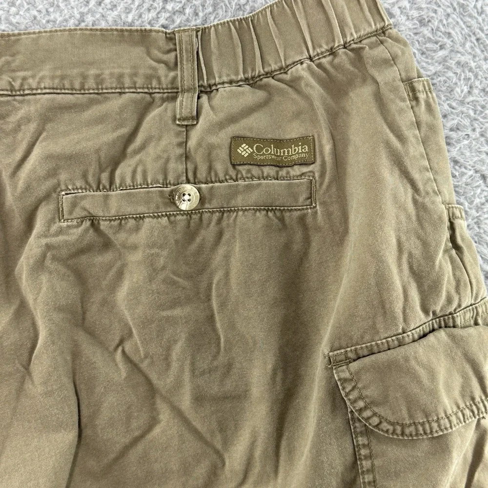 Columbia Mens Cargo Shorts 44 Khaki Beige Hiking Fishing Utility Cotton Canvas